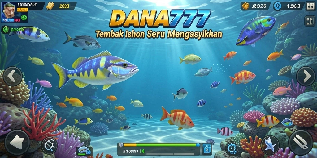 Gameplay DANA777 dengan aksi menembak ikan yang seru dan dinamis.