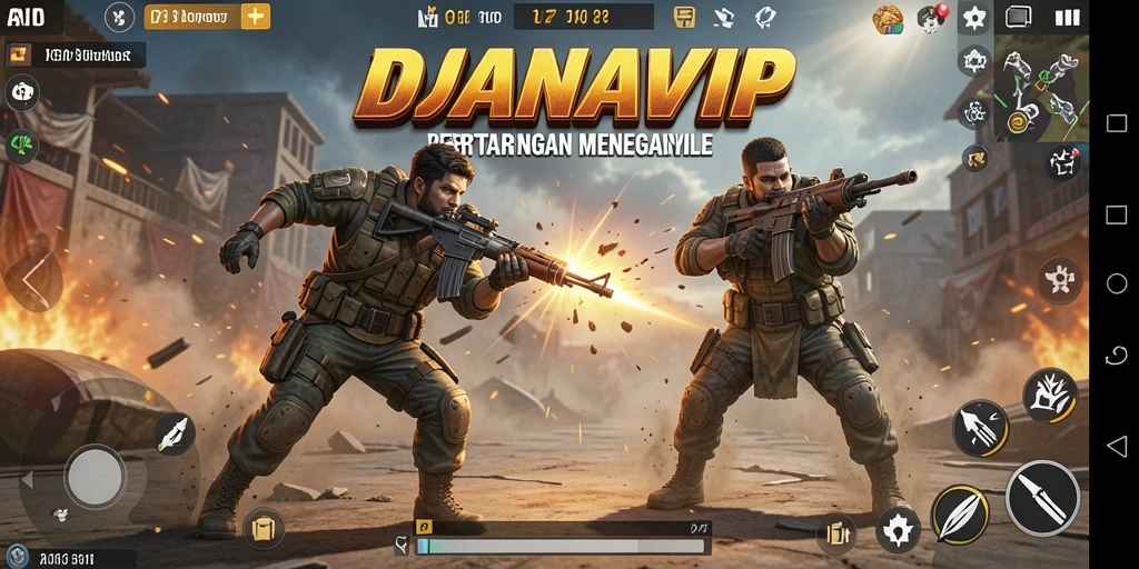Tampilan gameplay menegangkan DANAVIP dalam pertarungan Battle Royale.
