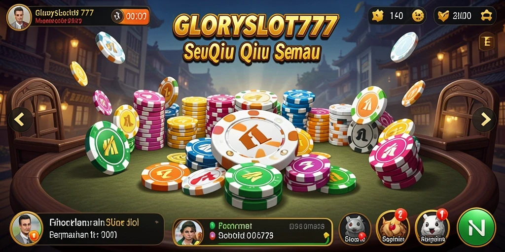 Screenshot utama gameplay QiuQiu GLORYSLOT777 menampilkan keseruan permainan.