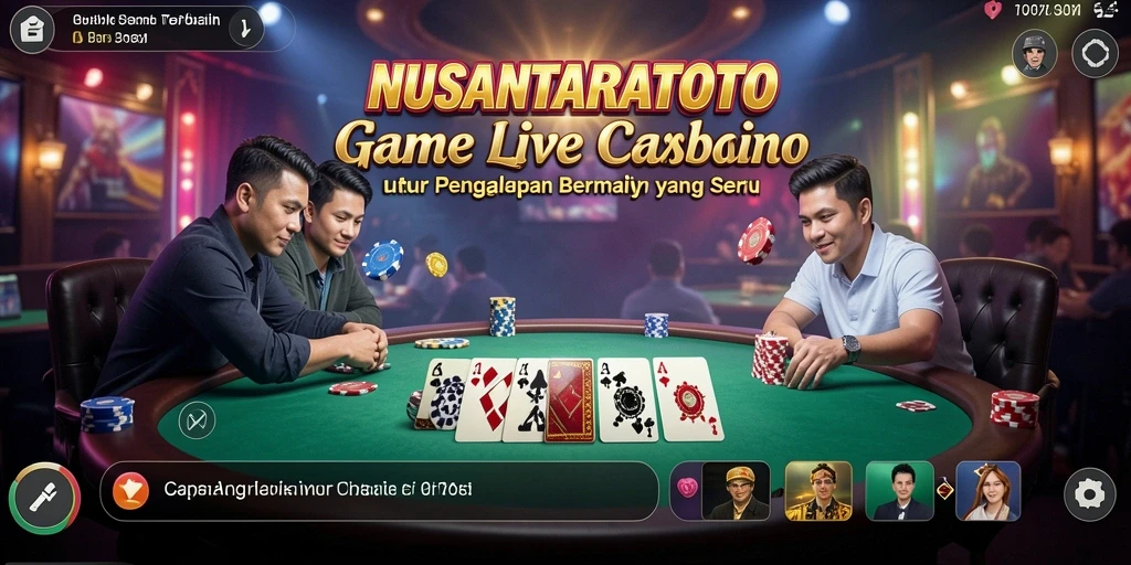 Tampilan gameplay NUSANTARATOTO dengan dealer langsung dan suasana kasino.